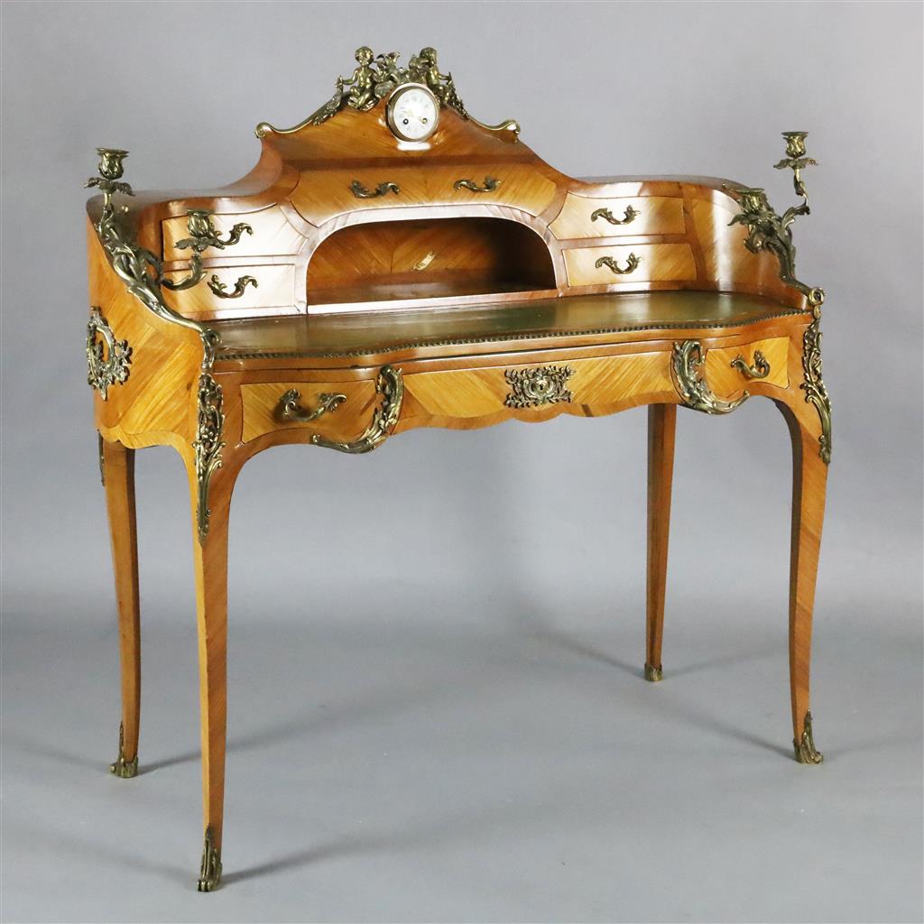 A Louis XV style kingwood and ormolu mounted bureau à rognon, W.4ft 3in. D.2ft 11in. H.3ft 11in.
